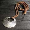 LARGE LILY DISK LEATHER NECKLACE
